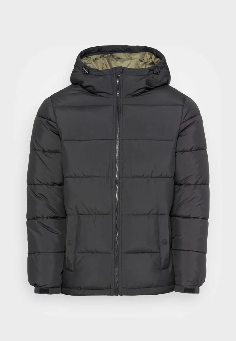 Pier One Uomo BASIC PUFFER JACKET WITH CONTRAST HOOD - Giacca Invernale - Black/olive 6 Pier One Uomo BASIC PUFFER JACKET WITH CONTRAST HOOD - Giacca Invernale - Black/olive - immagine 4