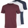 Pier One Uomo 3 PACK - T-shirt Basic - Mottled Bordeaux/white/blue