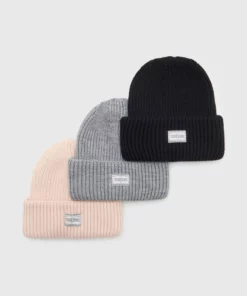 Pier One 3 PACK UNISEX - Berretto - Black/grey/light Pink