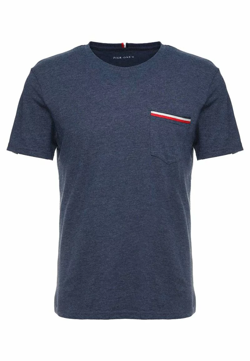 Pier One Uomo T-shirt Basic - Mottled Dark Blue 6 Pier One Uomo T-shirt Basic - Mottled Dark Blue - immagine 4