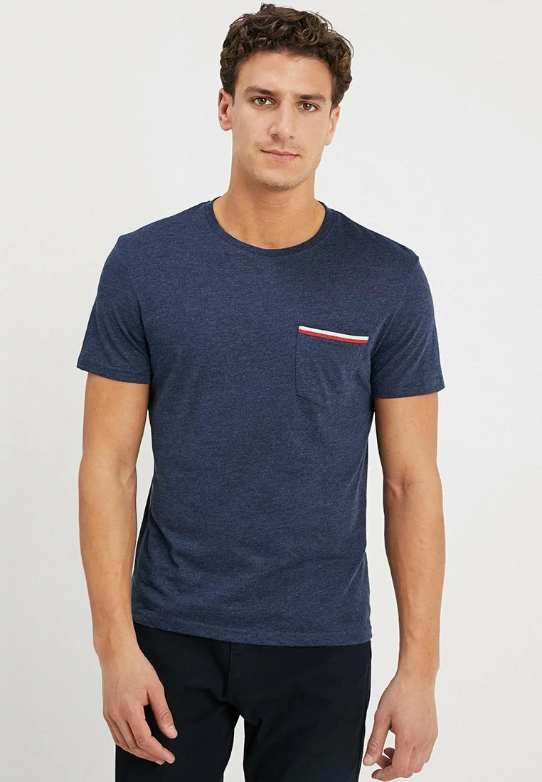 Pier One Uomo T-shirt Basic - Mottled Dark Blue 3 Pier One Uomo T-shirt Basic - Mottled Dark Blue