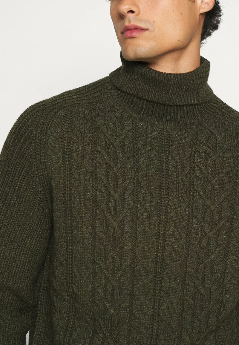 Pier One Uomo NEW CABLE TURTLENECK JUMPER - Maglione - Mottled Olive 7 Pier One Uomo NEW CABLE TURTLENECK JUMPER - Maglione - Mottled Olive - immagine 5