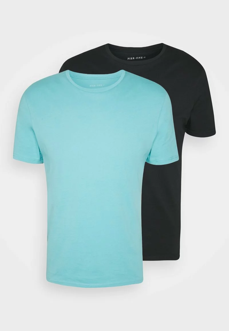 Pier One Uomo 2 PACK - T-shirt Basic - Light Blue/black 8 Pier One Uomo 2 PACK - T-shirt Basic - Light Blue/black - immagine 6