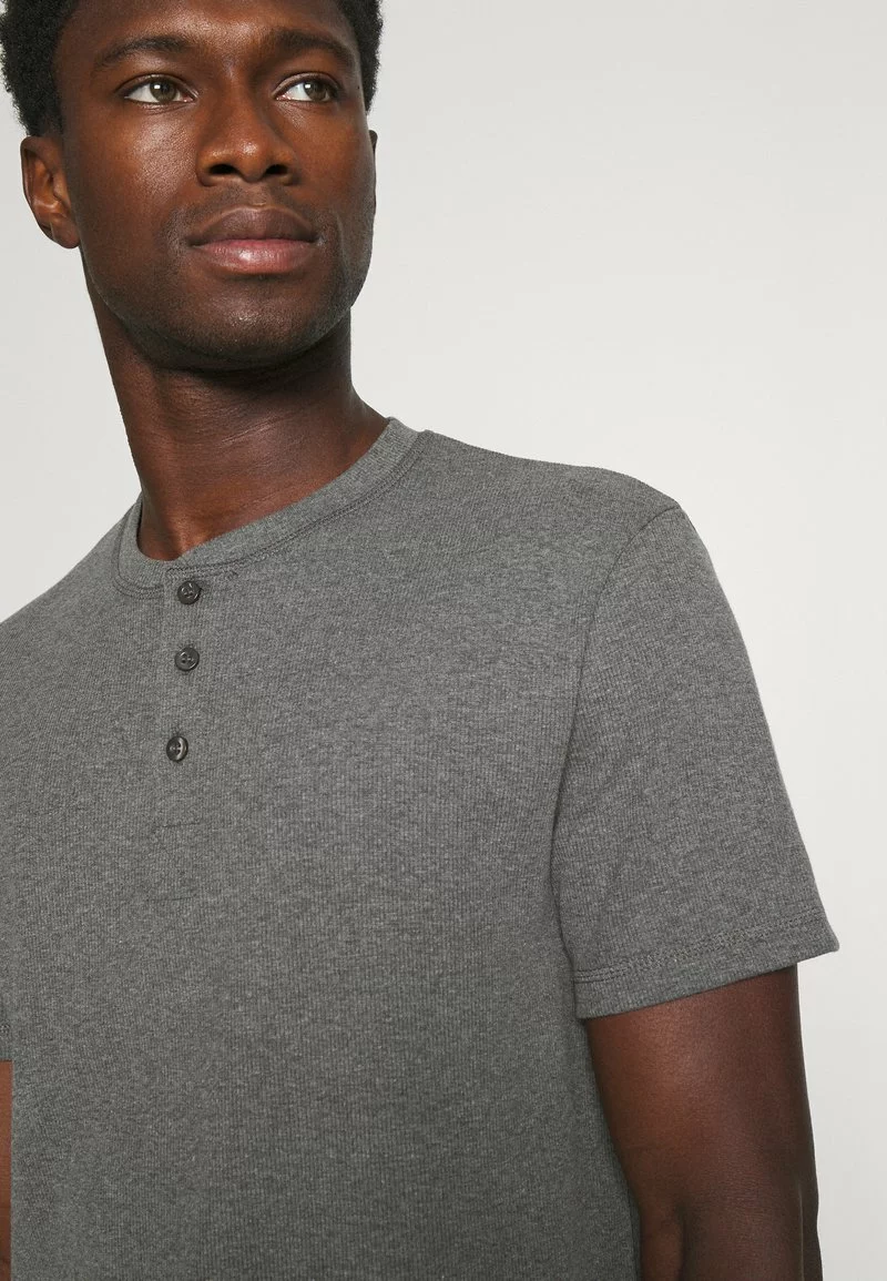 Pier One Uomo LOUNGE HENLEY TEE - Maglia Del Pigiama - Mottled Dark Grey 6 Pier One Uomo LOUNGE HENLEY TEE - Maglia Del Pigiama - Mottled Dark Grey - immagine 4