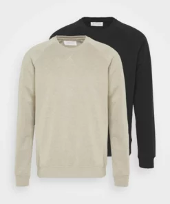 Pier One Uomo 2er Pack CREW NECK - Felpa - Tan/black -Moda Perfetta 6a7cffa918a047328320e3fd00079391