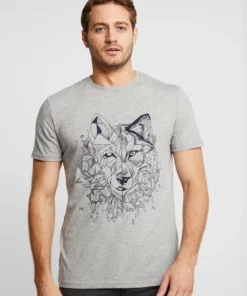 Pier One Uomo T-shirt Con Stampa - Mottled Grey