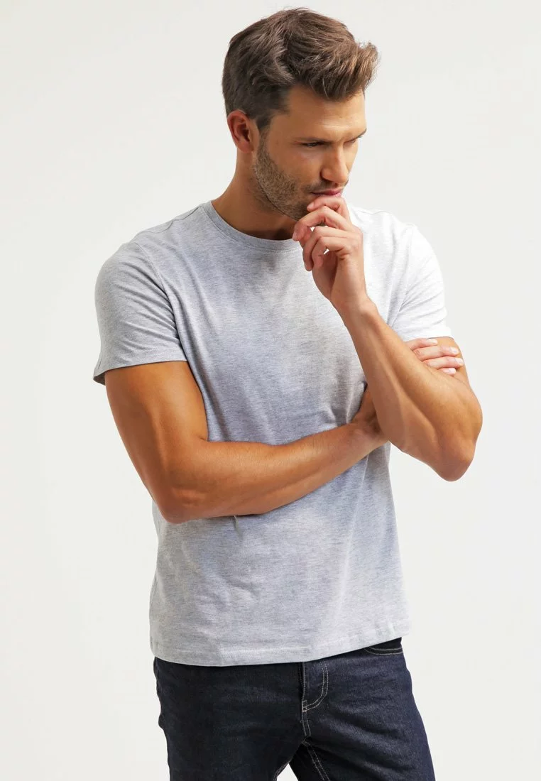 Pier One Uomo T-shirt Basic - Light Grey Melange 3 Pier One Uomo T-shirt Basic - Light Grey Melange