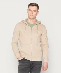 Pier One Uomo Felpa Con Zip - Tan