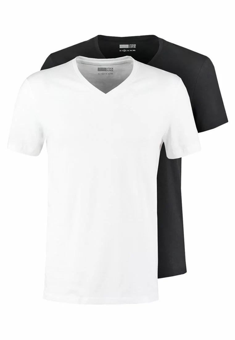 Pier One Uomo 2 PACK - T-shirt Basic - White/black 8 Pier One Uomo 2 PACK - T-shirt Basic - White/black - immagine 6