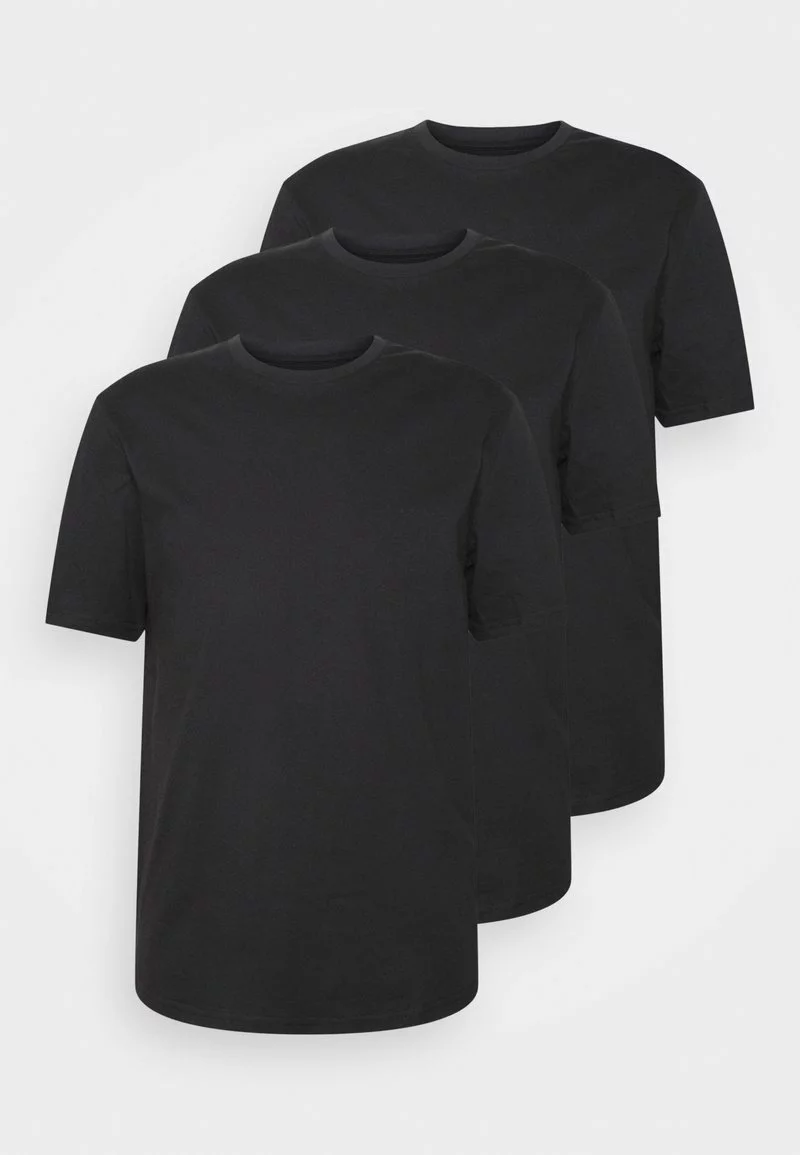 Pier One Uomo 3 PACK - T-shirt Basic - Black 3 Pier One Uomo 3 PACK - T-shirt Basic - Black