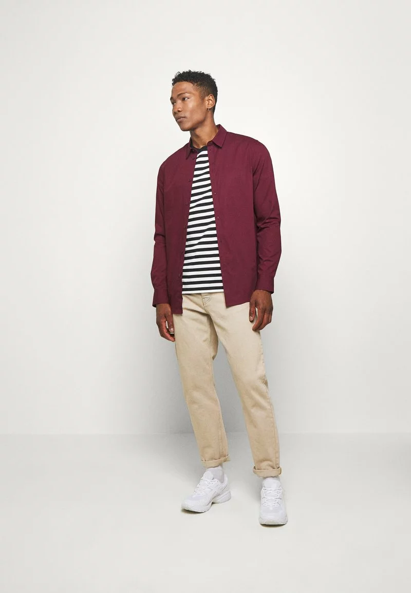 Pier One Uomo Camicia Elegante - Bordeaux 4 Pier One Uomo Camicia Elegante - Bordeaux - immagine 2