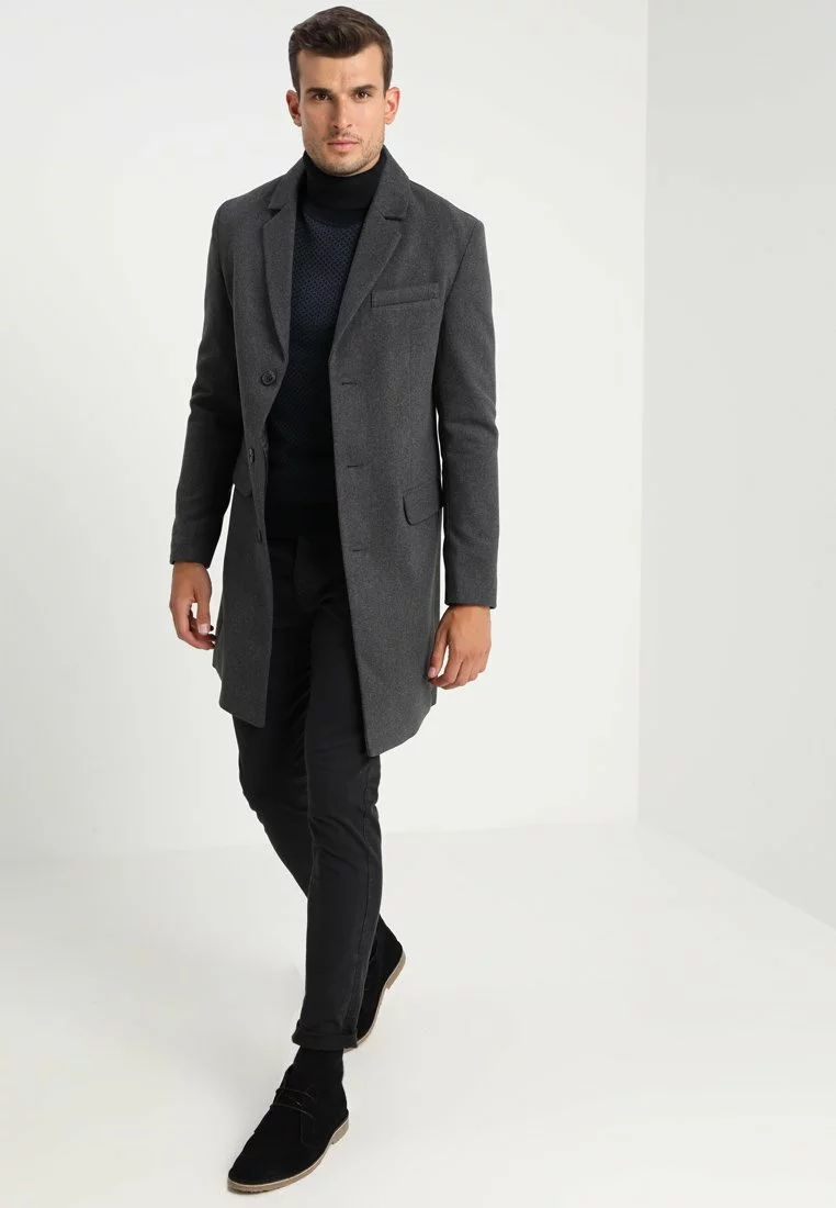 Pier One Uomo Cappotto Classico - Mottled Grey 4 Pier One Uomo Cappotto Classico - Mottled Grey - immagine 2