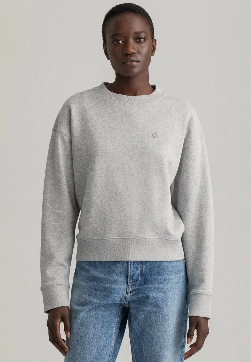 GANT Donna ICON G ESSENTIAL C-NECK - Sweatshirt - Light Grey Melange 3 GANT Donna ICON G ESSENTIAL C-NECK - Sweatshirt - Light Grey Melange