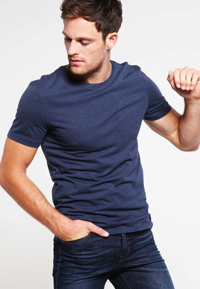 Pier One Uomo T-shirt Basic - Dark Blue Melange 3 Pier One Uomo T-shirt Basic - Dark Blue Melange