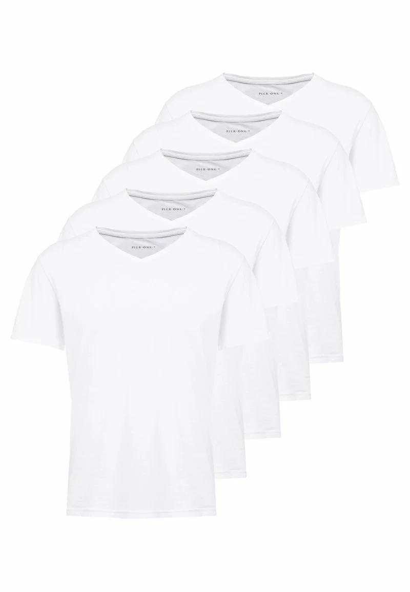 Pier One Uomo 5 PACK - T-shirt Basic - White 6 Pier One Uomo 5 PACK - T-shirt Basic - White - immagine 4