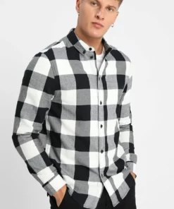 Pier One Uomo Camicia - Black/white