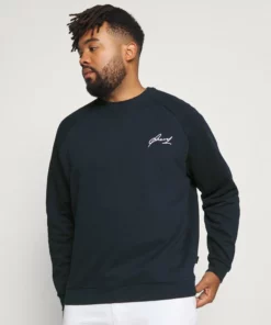 Pier One Uomo BIGBIG BASIC SCRIPT CREW - Felpa - Dark Blue