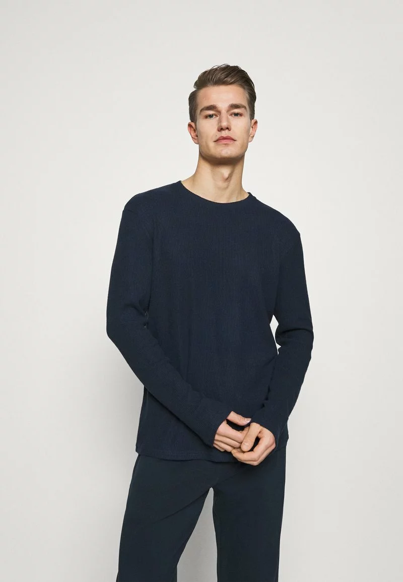 Pier One Uomo RIBBED LOUNGE TOP - Maglia Del Pigiama - Dark Blue 3 Pier One Uomo RIBBED LOUNGE TOP - Maglia Del Pigiama - Dark Blue