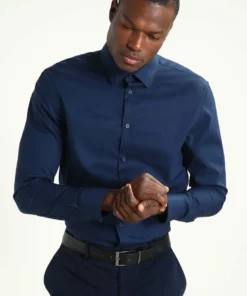 Pier One Uomo Camicia Elegante - Dark Blue