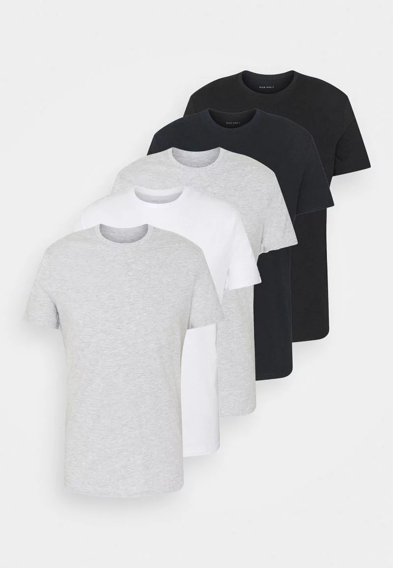 Pier One Uomo 5 PACK - T-shirt Basic - Black/dark Blue 10 Pier One Uomo 5 PACK - T-shirt Basic - Black/dark Blue - immagine 8