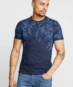Pier One Uomo T-shirt Con Stampa - Blue