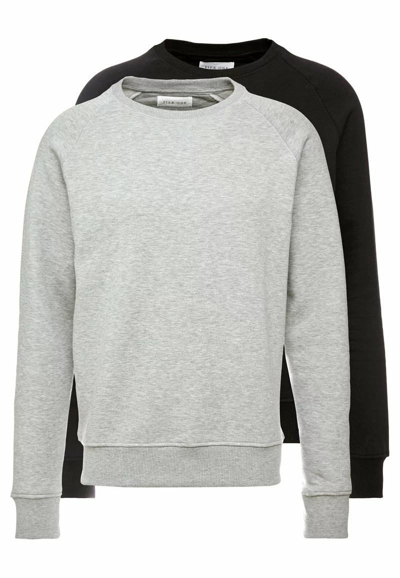 Pier One Uomo 2er Pack CREW NECK - Felpa - Mottled Light Grey/black 7 Pier One Uomo 2er Pack CREW NECK - Felpa - Mottled Light Grey/black - immagine 5