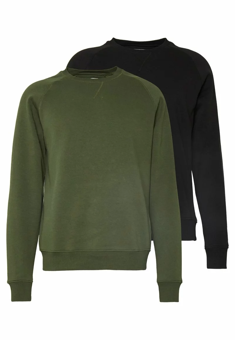 Pier One Uomo 2er Pack CREW NECK - Felpa - Khaki/black 3 Pier One Uomo 2er Pack CREW NECK - Felpa - Khaki/black