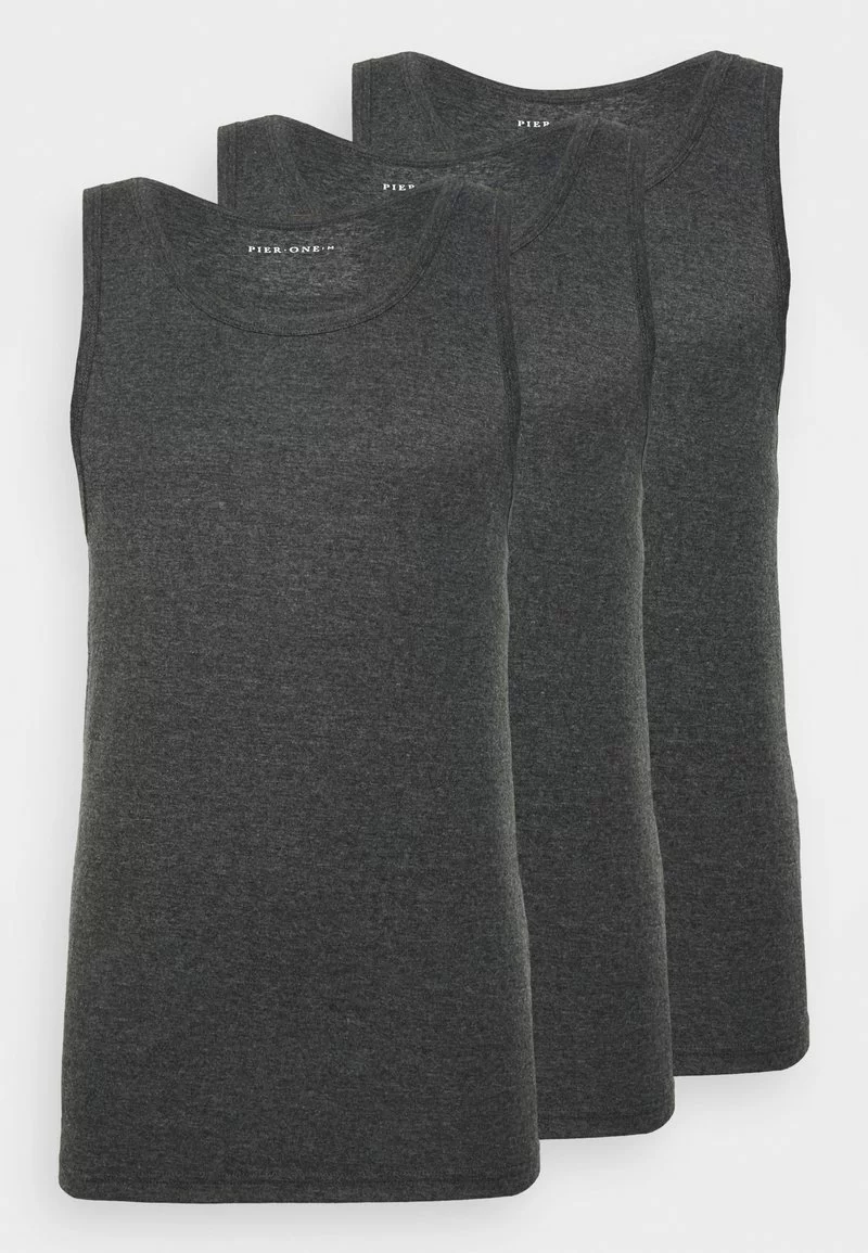 Pier One Uomo 3 PACK - Maglietta Intima - Mottled Dark Grey 3 Pier One Uomo 3 PACK - Maglietta Intima - Mottled Dark Grey