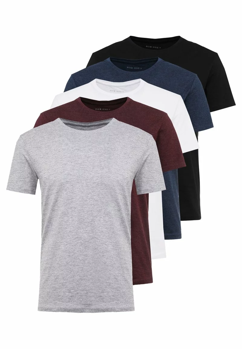 Pier One Uomo 5 PACK - T-shirt Basic - Mottled Bordeaux/white 8 Pier One Uomo 5 PACK - T-shirt Basic - Mottled Bordeaux/white - immagine 6