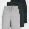 Pier One Uomo 3 PACK - Pantaloni Del Pigiama - Dark Blue /mottled Dark Grey/dark Green